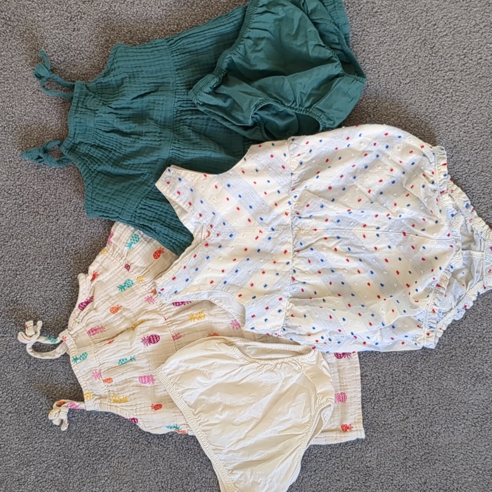 Lot of 3 - baby dresses/romper - EUC